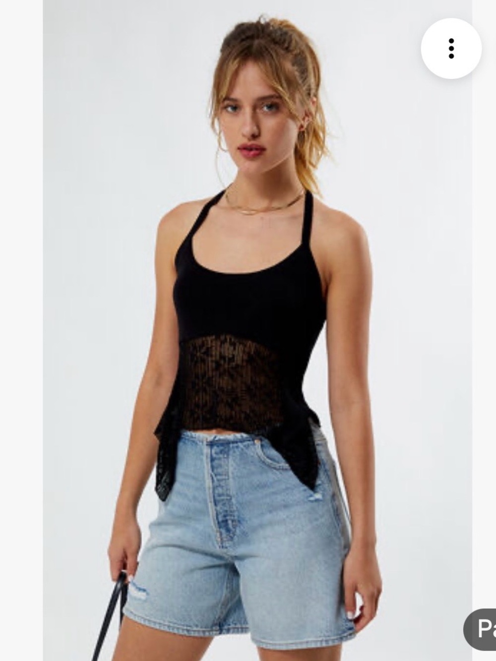 La Hearts Black crochet style halter top